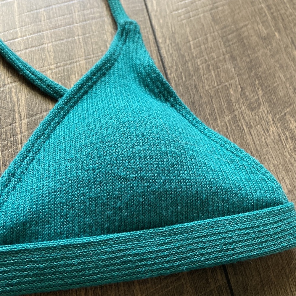 Solid Rib Knit Triangle High Waisted Bikini - image 6